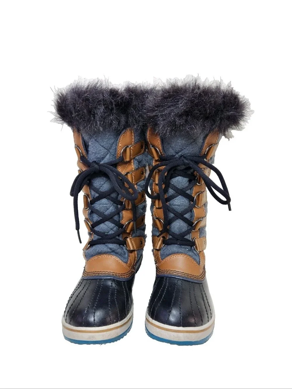 SOREL Tofino Waterproof Tall Boots Sz 8.5 Grey Blue Winter Snow NL2113-242